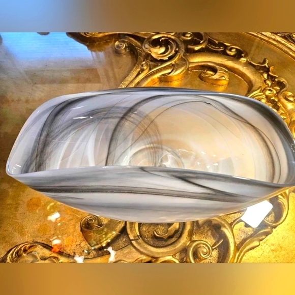 Kosta Boda 15"L Grey Swirled Banana Boat - Huge Centerpiece - Stunning - Picture 5 of 9